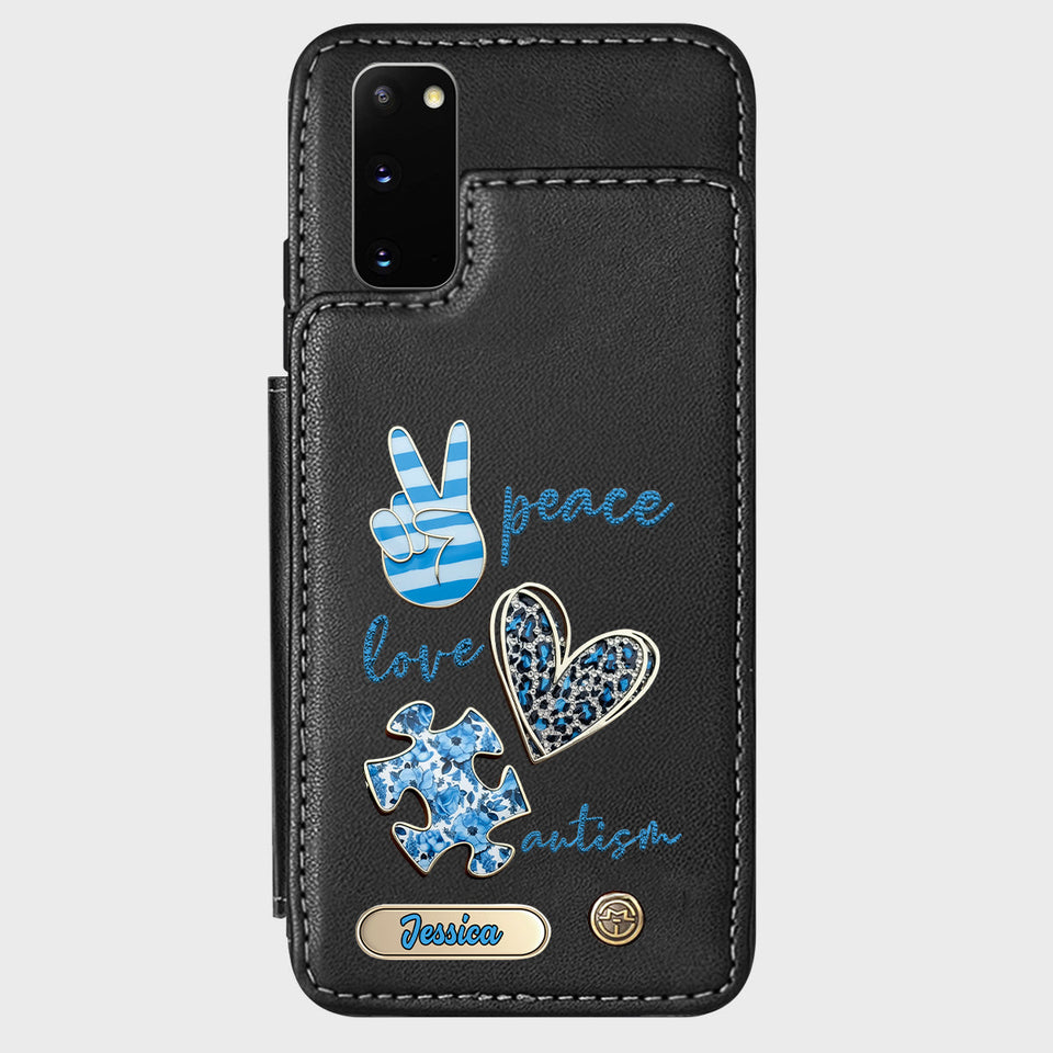 Sensibilisation à l'autisme - Étui portefeuille personnalisé pour téléphone portable