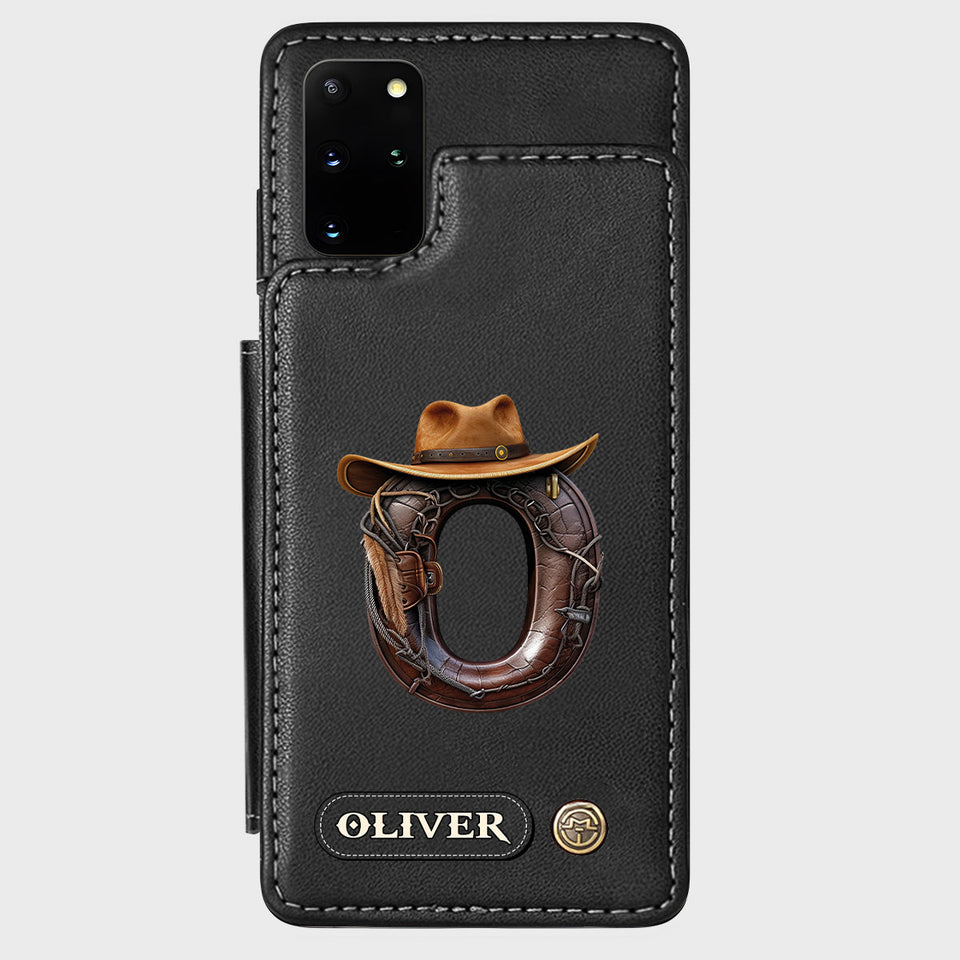 Western Style Name Initial Letter - Personalized Cowboy/Cowgirl Wallet Phone Case