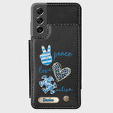Sensibilisation à l'autisme - Étui portefeuille personnalisé pour téléphone portable