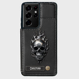 Fire Skull - Personalized Skull Wallet Phone Case