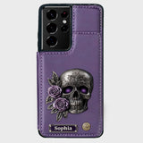 Skull And Roses - Personalized Skull Wallet Phone Case