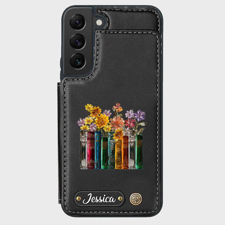 Books And Flowers - Personalized Book Wallet Phone Case
