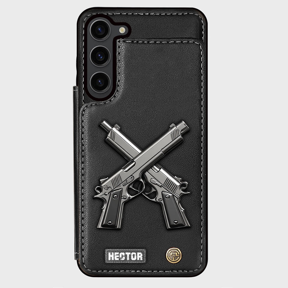 Crossed Pistols - Personalized Tactical equipment Wallet Phone Case