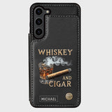 Whiskey And Cigar - Personalized Whisky Wallet Phone Case
