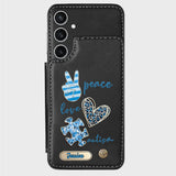 Sensibilisation à l'autisme - Étui portefeuille personnalisé pour téléphone portable