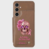 Skull And Ribbon - Personalized Breast Cancer Awareness Wallet Phone Case