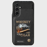 Whiskey And Cigar - Personalized Whisky Wallet Phone Case