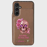 Skull And Ribbon - Personalized Breast Cancer Awareness Wallet Phone Case