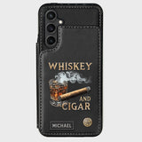 Whiskey And Cigar - Personalized Whisky Wallet Phone Case
