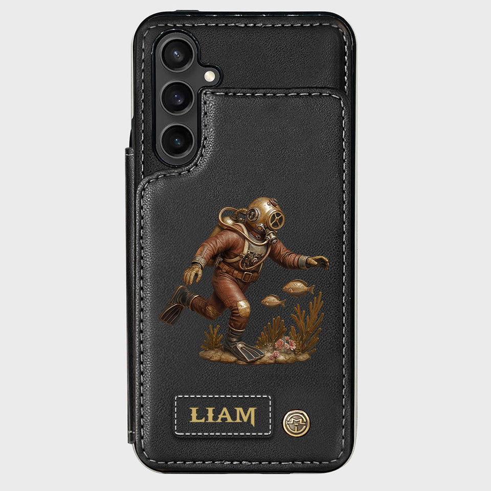 Scuba Diving Lovers Gift - Personalized Scuba Diving Wallet Phone Case