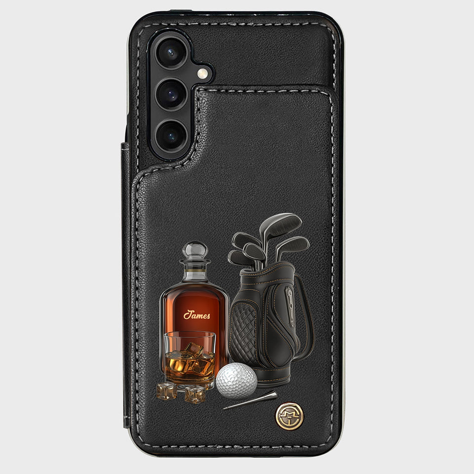 Whiskey & Golf - Personalized Golf Wallet Phone Case