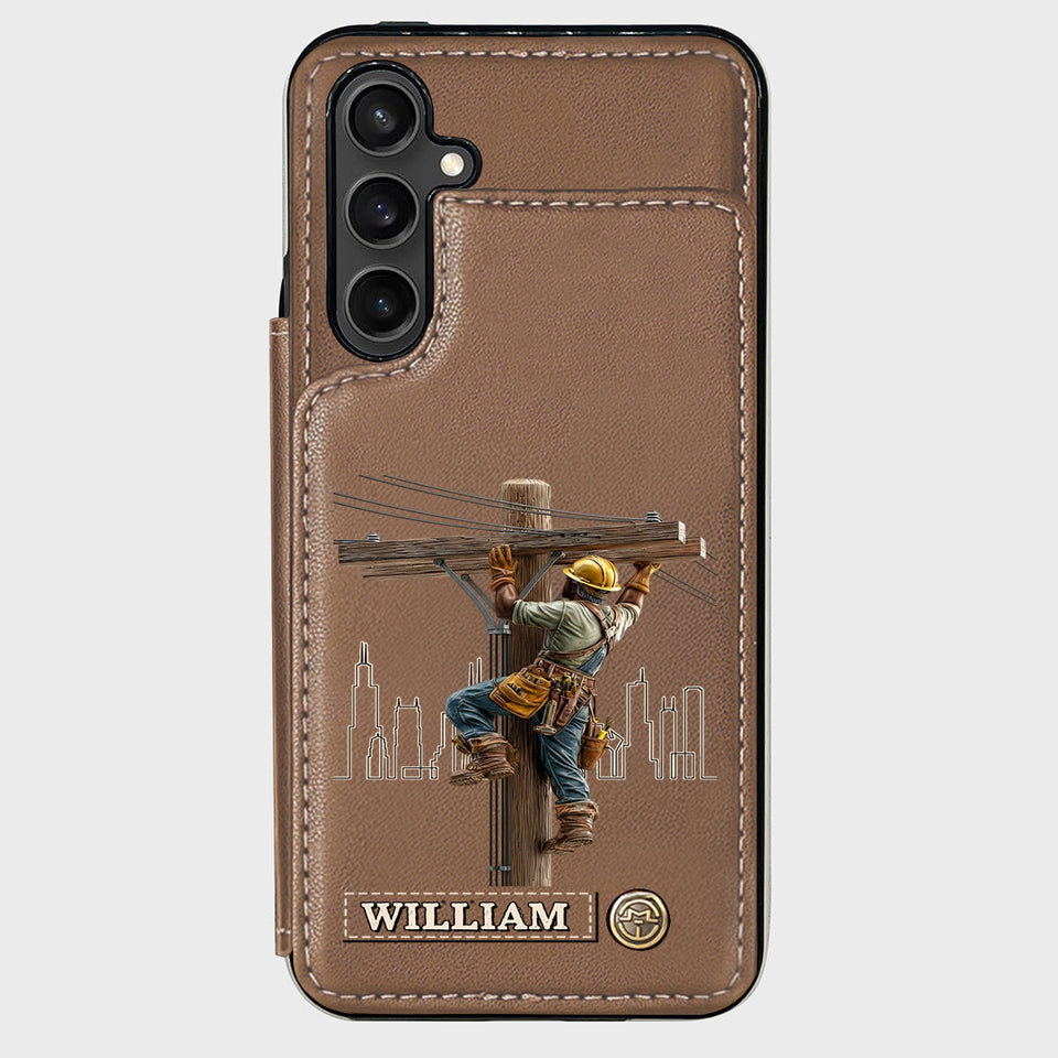 Strength Of The Line - Personalized Lineman Wallet Phone Case