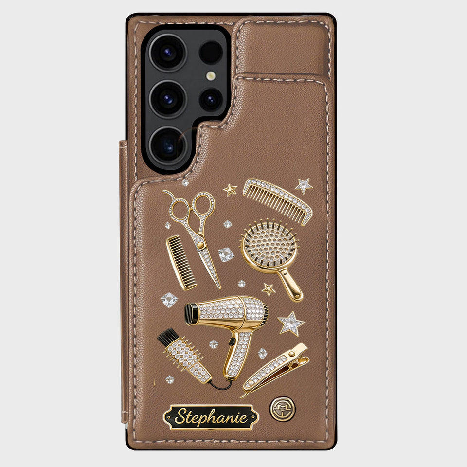 Hairdresser Scissors Salon Decor - Personalized Hairdresser Wallet Phone Case
