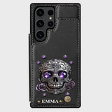 Beautiful Skull And Roses - Personalized Skull Wallet Phone Case