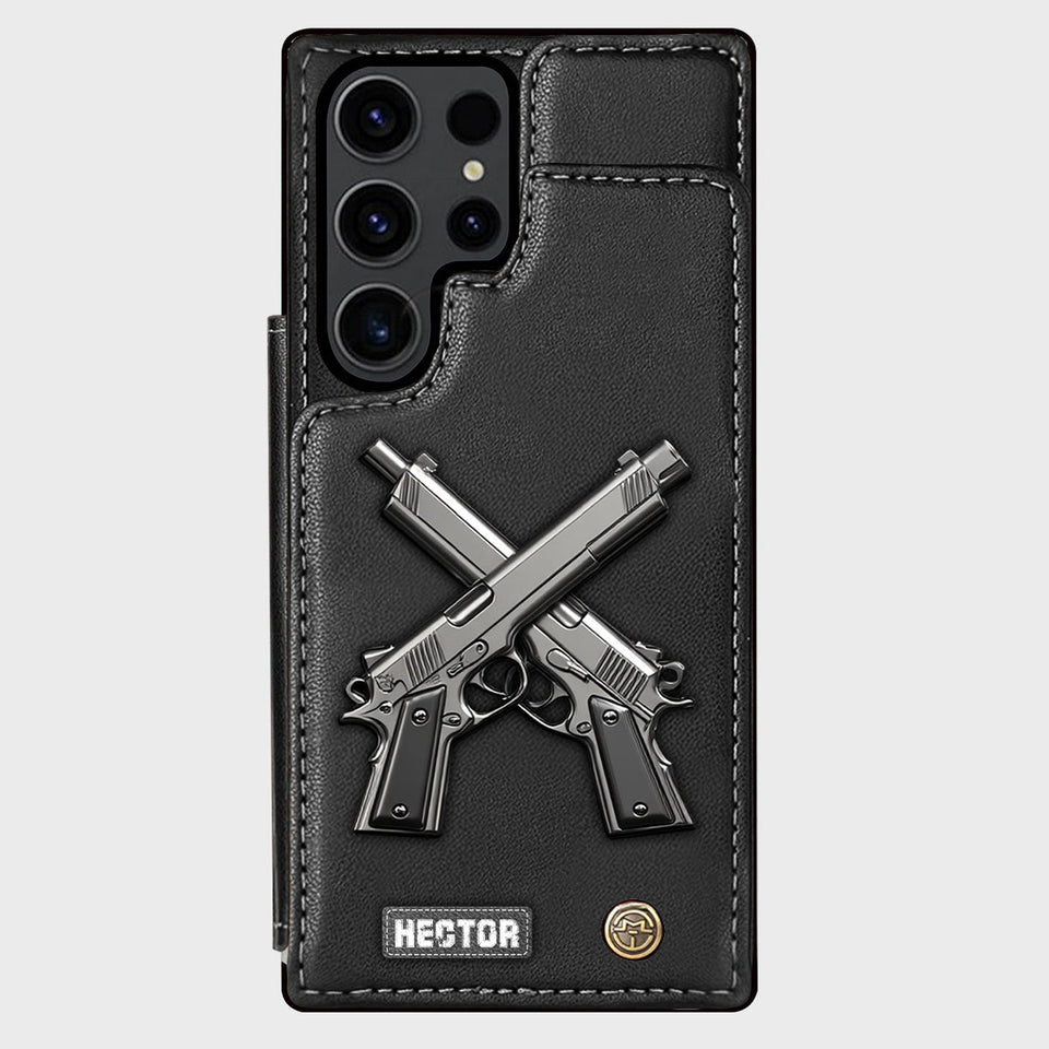 Crossed Pistols - Personalized Tactical equipment Wallet Phone Case