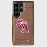 Skull And Ribbon - Personalized Breast Cancer Awareness Wallet Phone Case