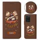 Glitter Football - Personalized Football Wallet Phone Case With Strap