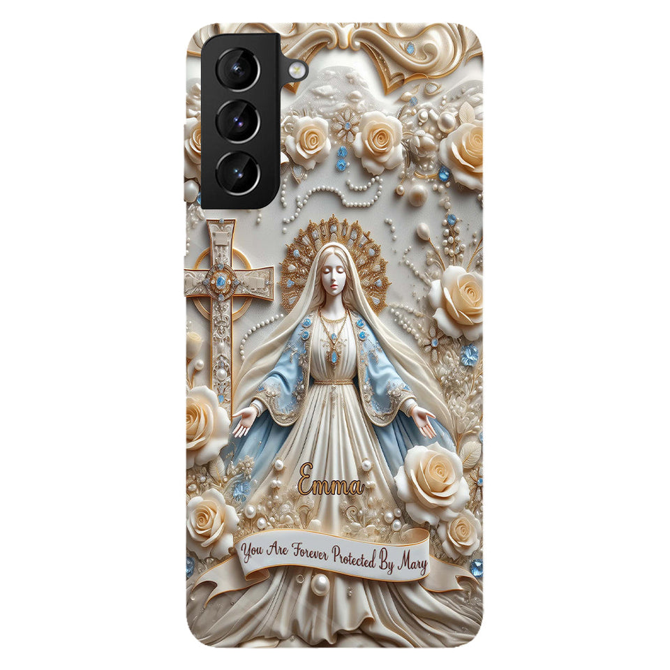 Tu es protégé(e) à jamais par Marie - Coque de téléphone personnalisée avec texte chrétien intégral