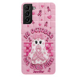 Coque de téléphone personnalisée avec un adorable fantôme et un message de sensibilisation au cancer du sein - Coque de téléphone imprimée intégralement pour la sensibilisation au cancer du sein