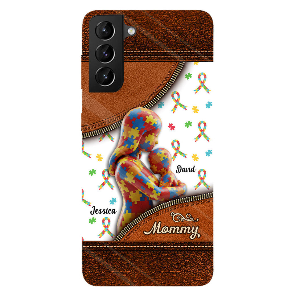 L'amour d'une mère - Coque de téléphone personnalisée avec impression intégrale pour la sensibilisation à l'autisme