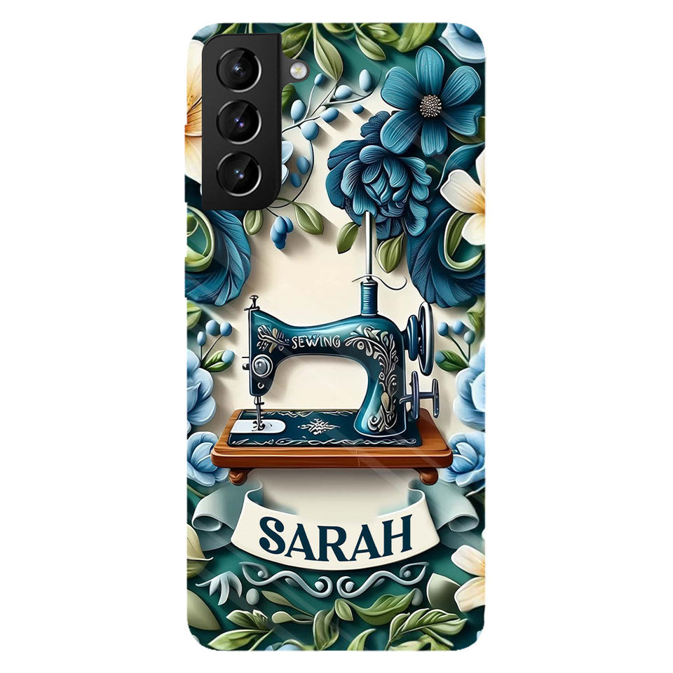 Blue Sewing Machine - Personalized Sewing Full Print Phone Case