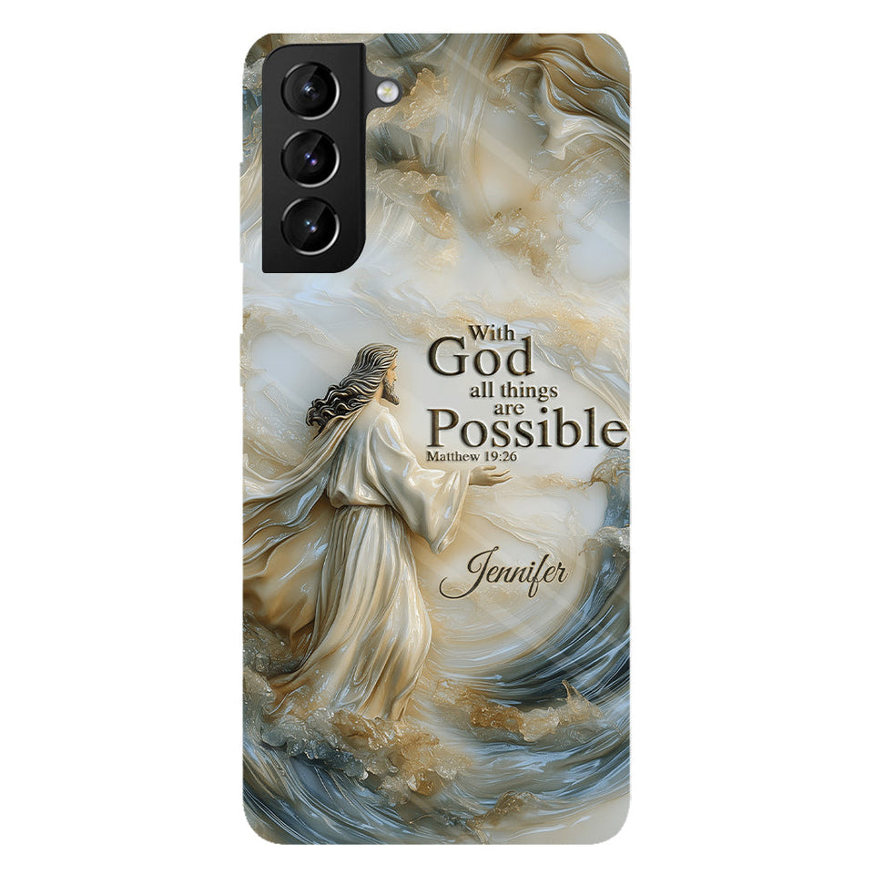 Avec Dieu - Coque de téléphone personnalisée avec impression chrétienne intégrale