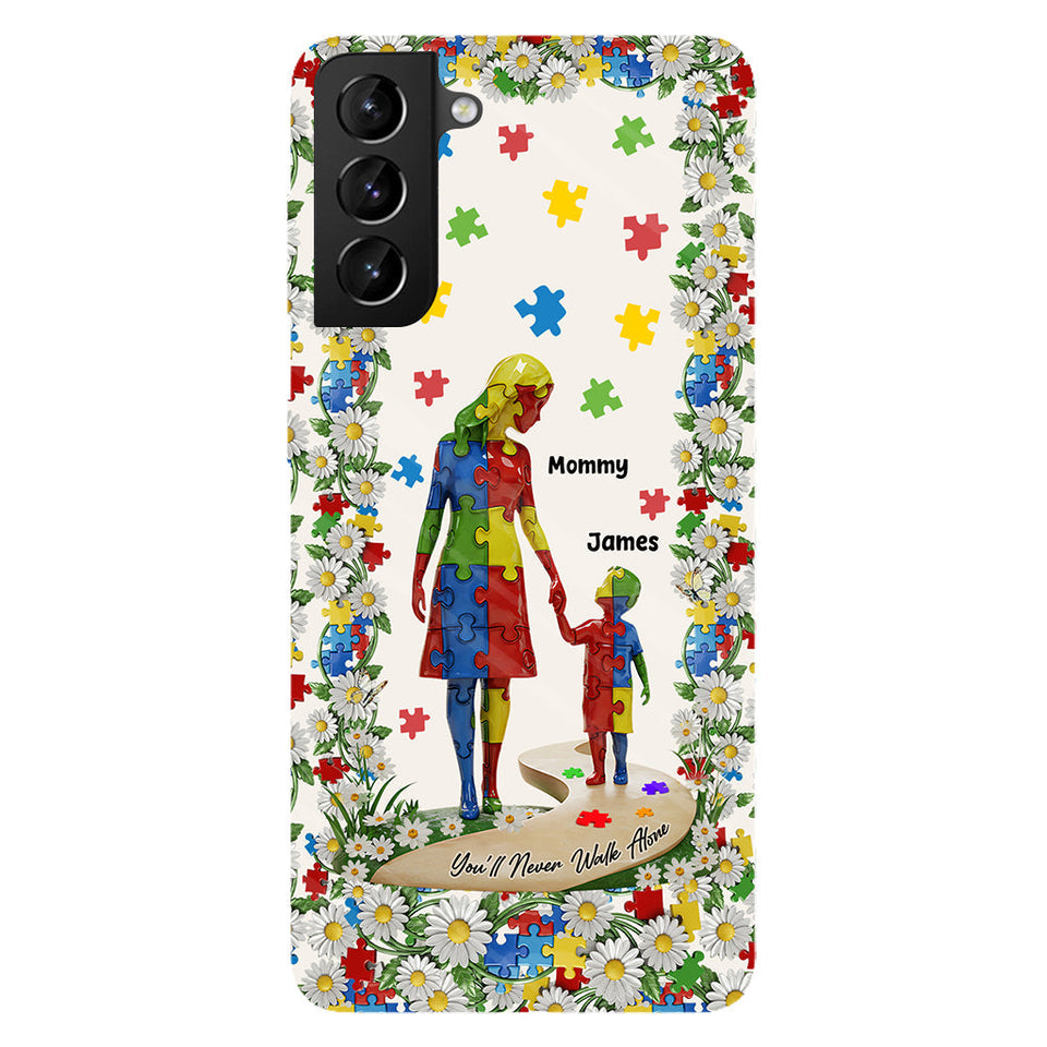 Tu ne marcheras jamais seul - Coque de téléphone personnalisée avec impression intégrale pour la sensibilisation à l'autisme