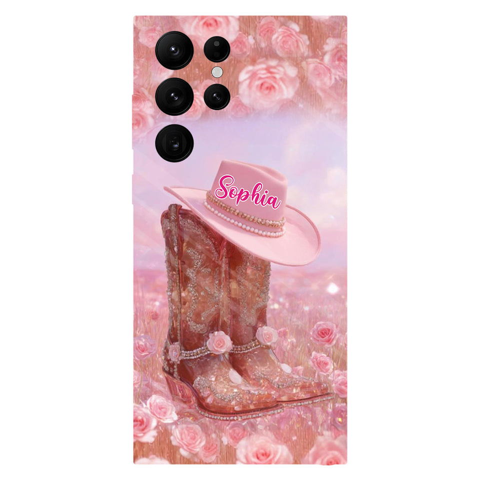 Floral Cowgirl - Personalized Cowgirl Full Print Phone Case & Phone Grip