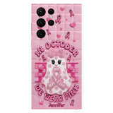 Coque de téléphone personnalisée avec un adorable fantôme et un message de sensibilisation au cancer du sein - Coque de téléphone imprimée intégralement pour la sensibilisation au cancer du sein