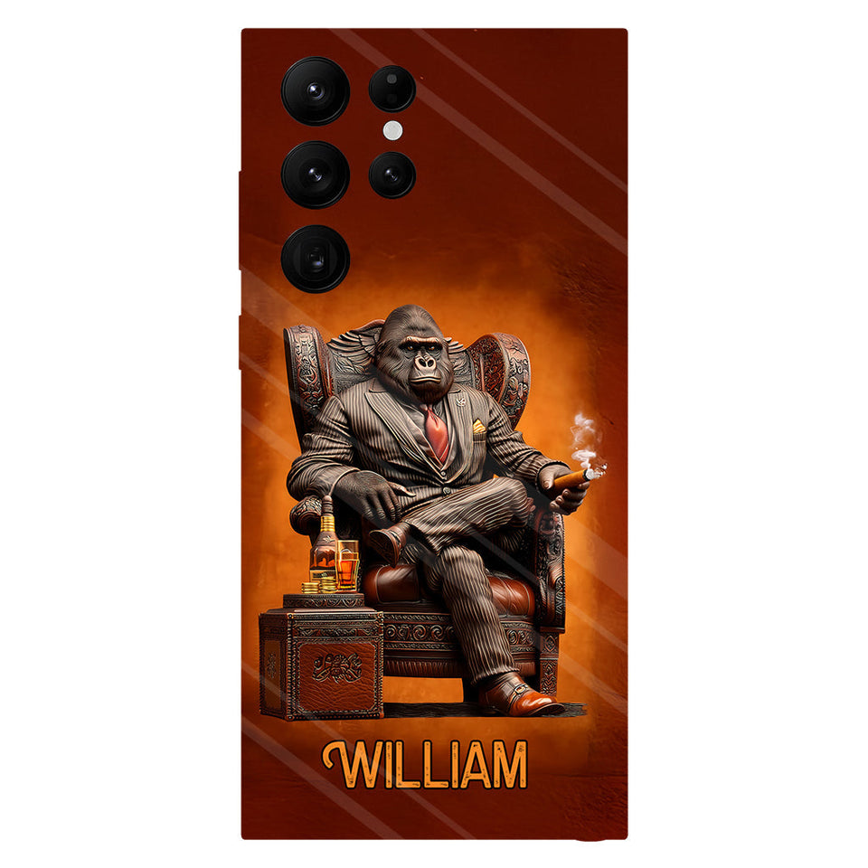 Whiskey & Cigar Gorilla - Personalized Whisky Full Print Phone Case