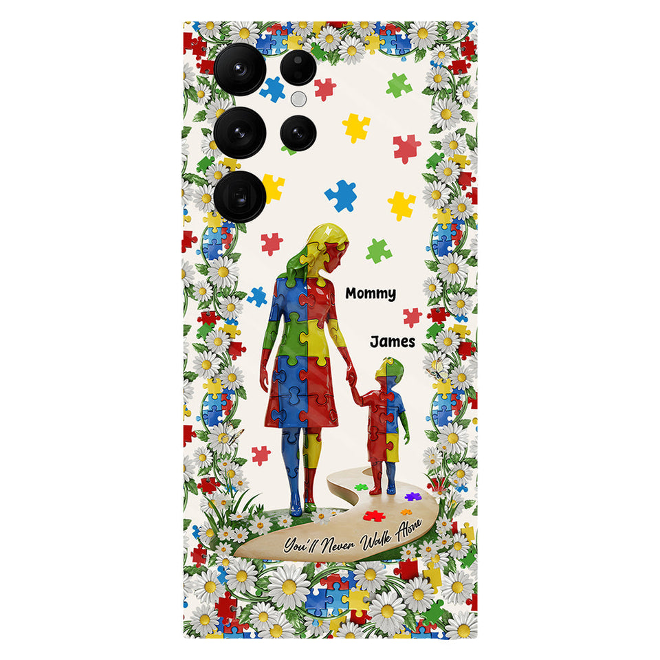 Tu ne marcheras jamais seul - Coque de téléphone personnalisée avec impression intégrale pour la sensibilisation à l'autisme