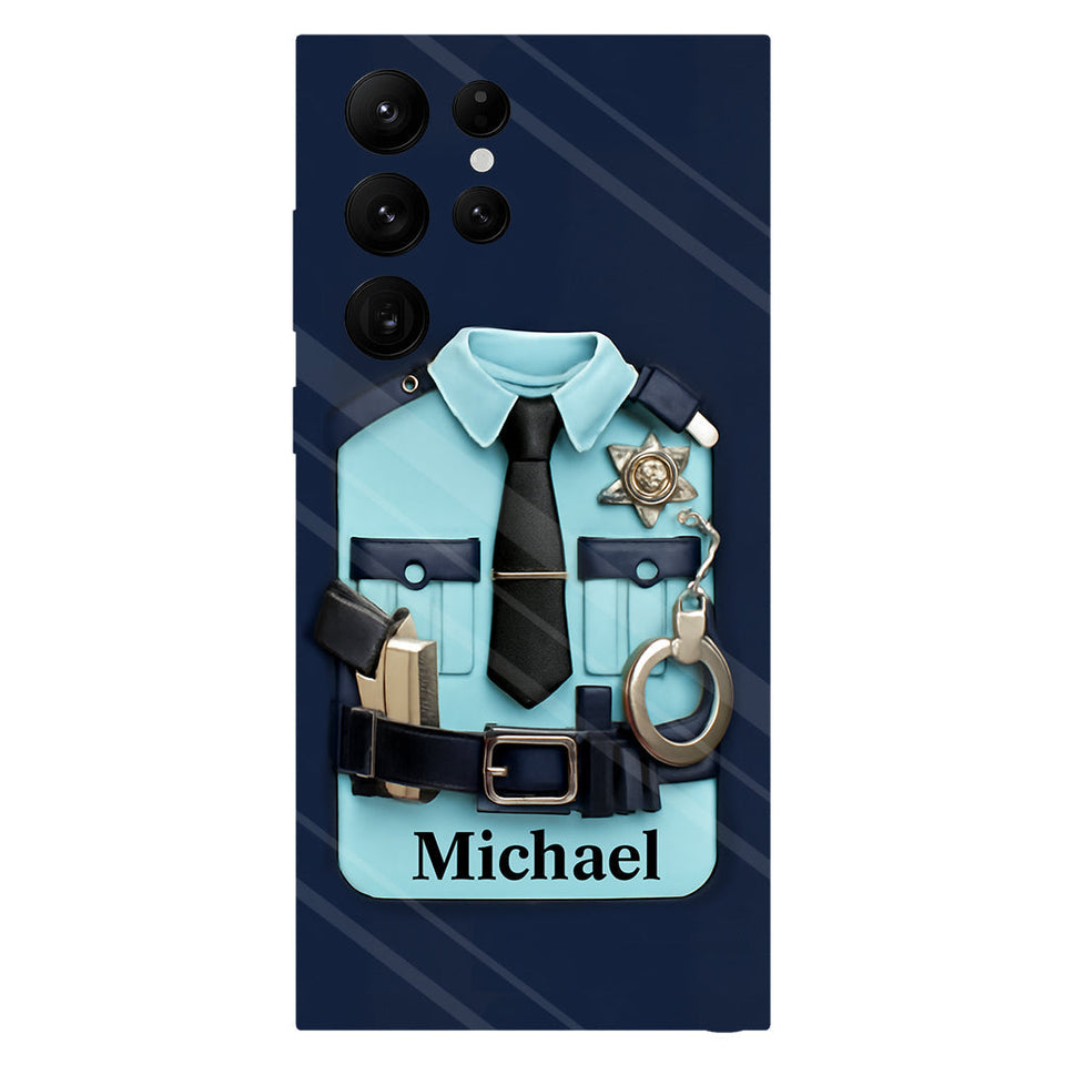 Officer, Police Uniform, Badge and Handcuffs - Personalized Police Officer Full Print Phone Case