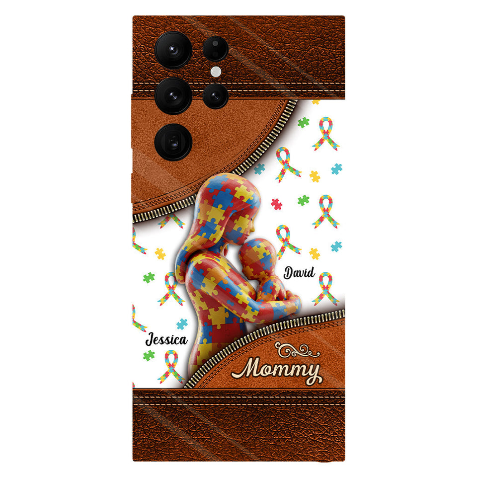 L'amour d'une mère - Coque de téléphone personnalisée avec impression intégrale pour la sensibilisation à l'autisme