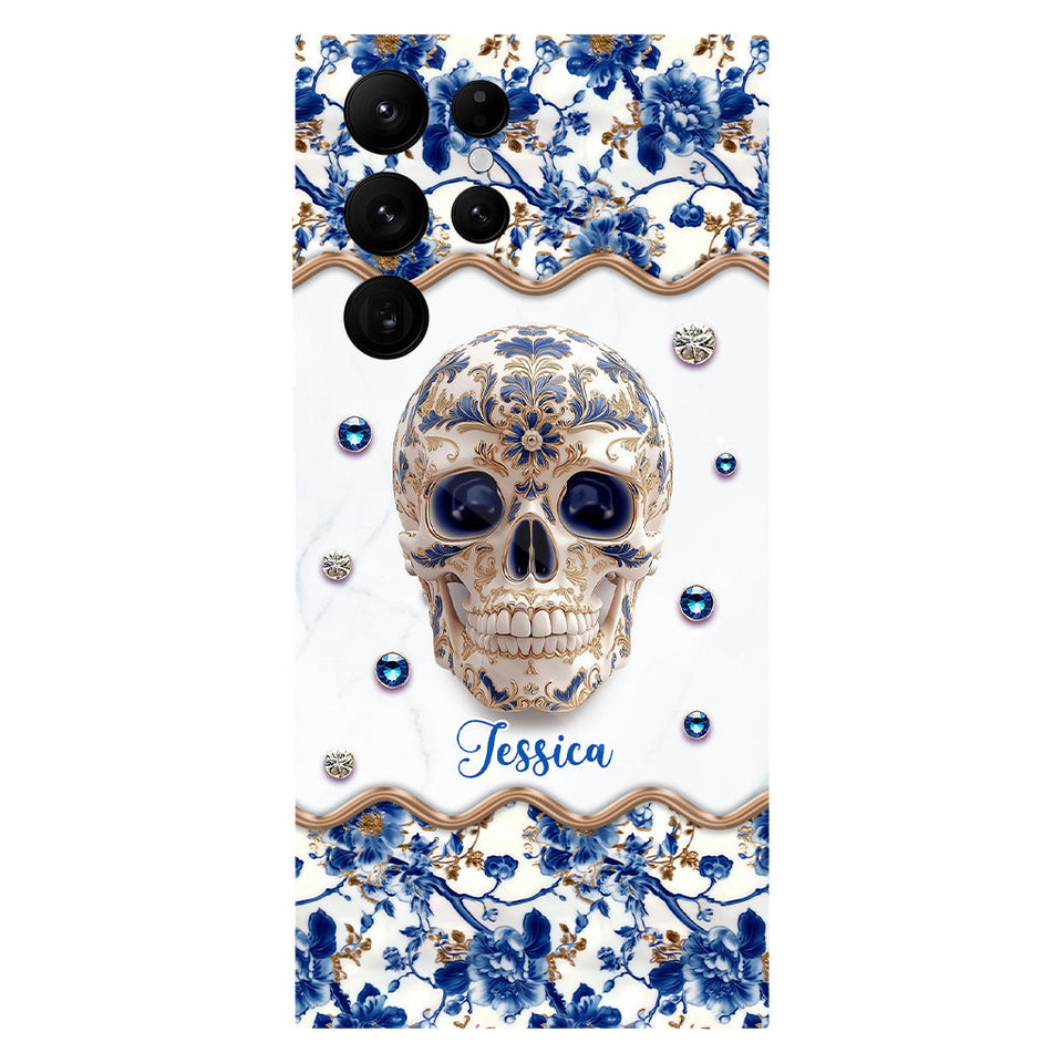 Skull Toile de Jouy - Personalized Skull Full Print Phone Case