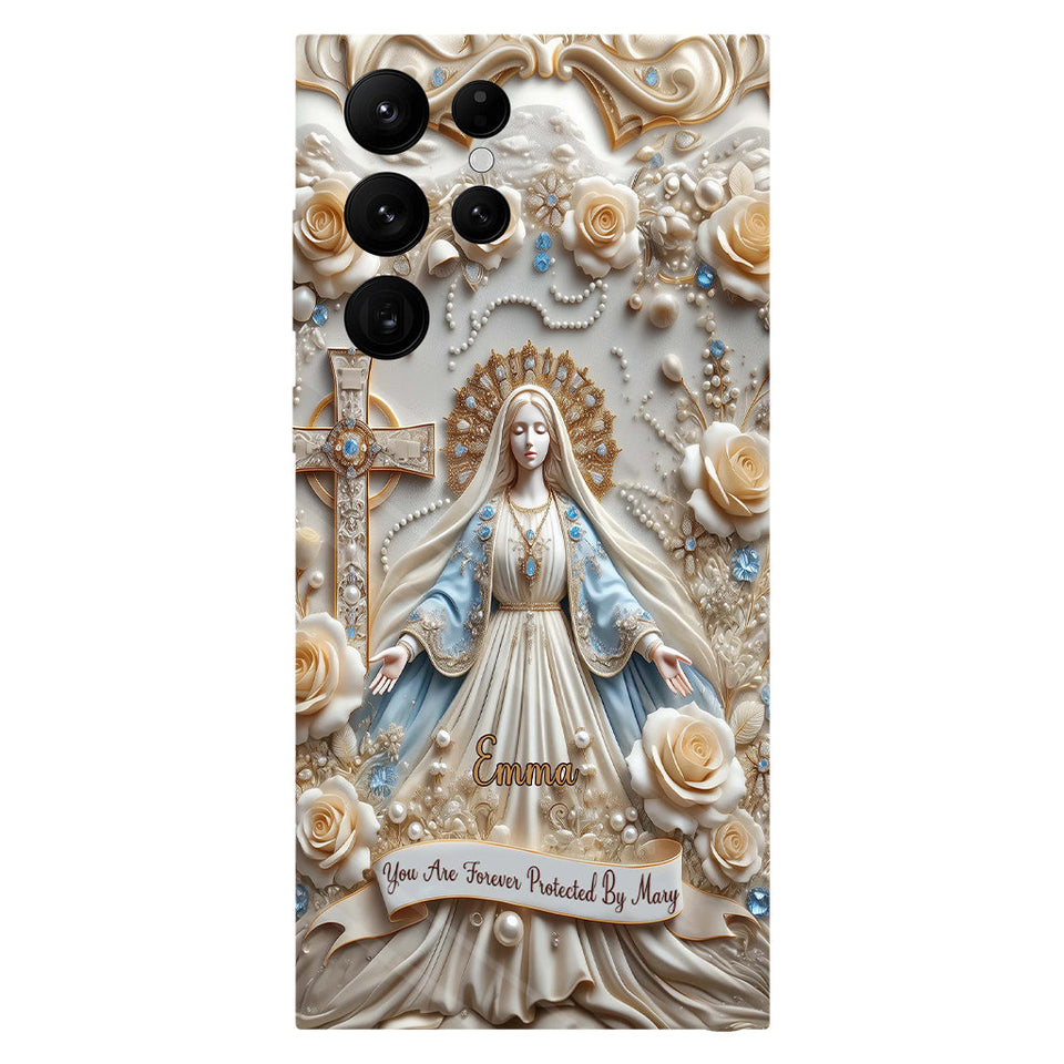 Tu es protégé(e) à jamais par Marie - Coque de téléphone personnalisée avec texte chrétien intégral
