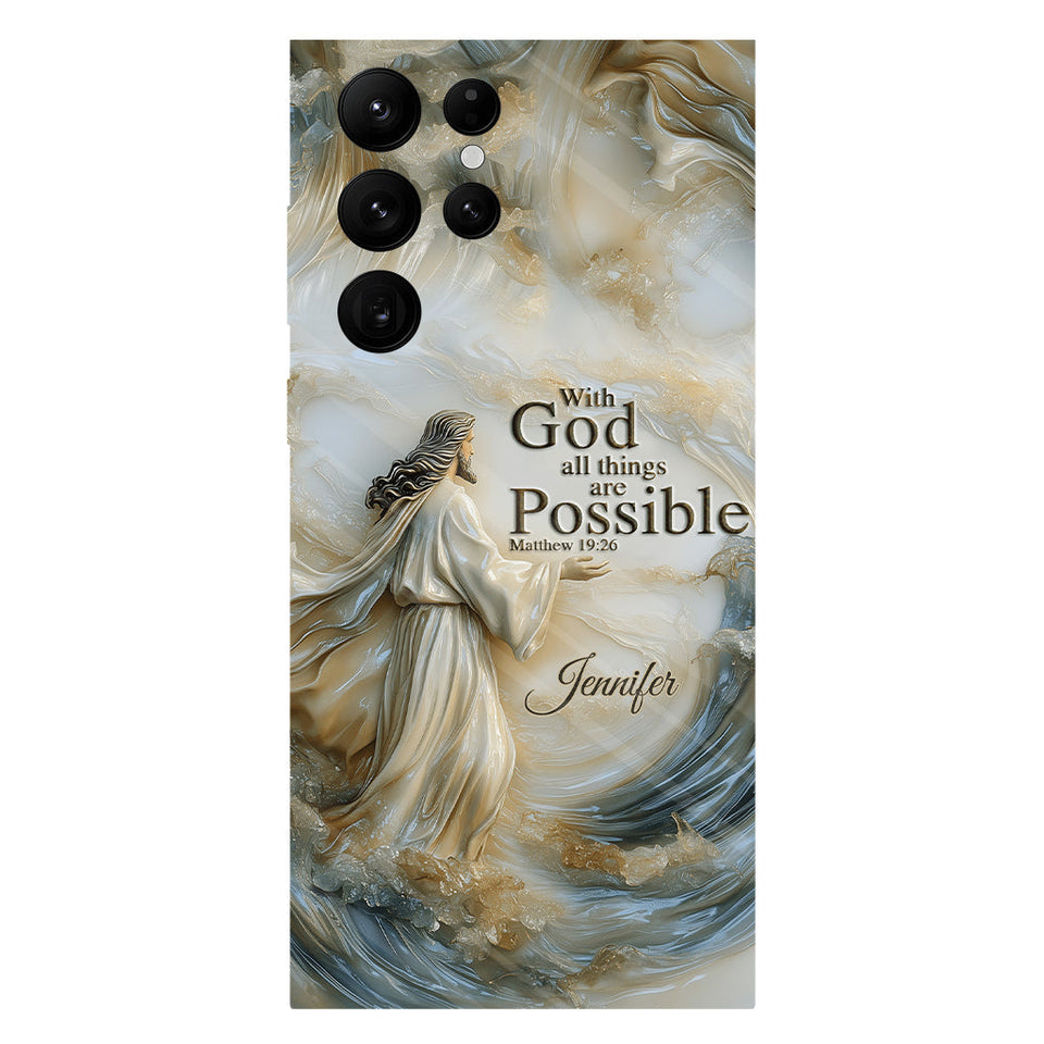 Avec Dieu - Coque de téléphone personnalisée avec impression chrétienne intégrale
