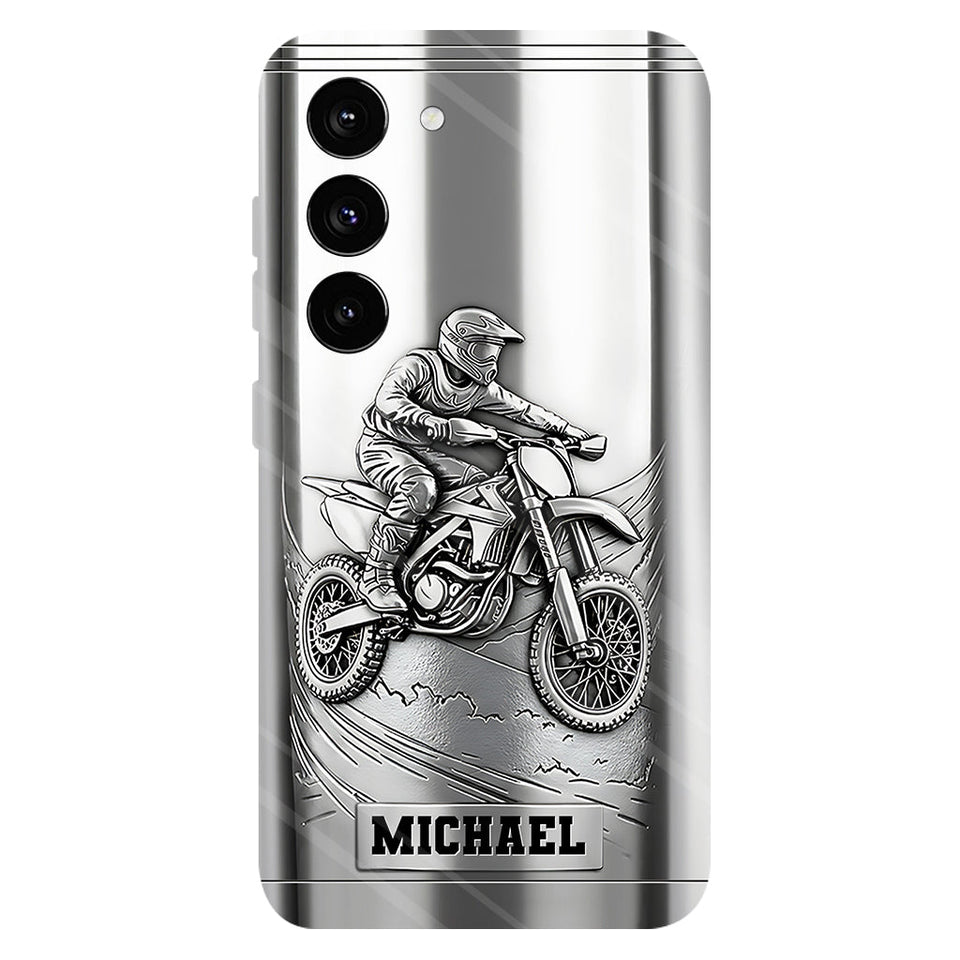 Metalic Dirt Bike/ Motocross - Personalized Dirt Bike Full Print Phone Case