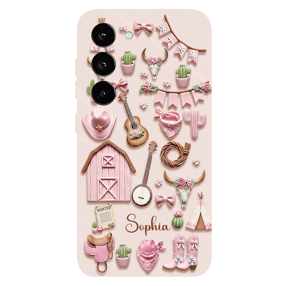 Pink Cowgirl - Personalized Cowgirl Full Print Phone Case