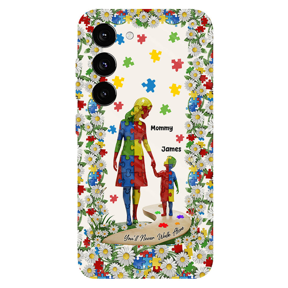 Tu ne marcheras jamais seul - Coque de téléphone personnalisée avec impression intégrale pour la sensibilisation à l'autisme