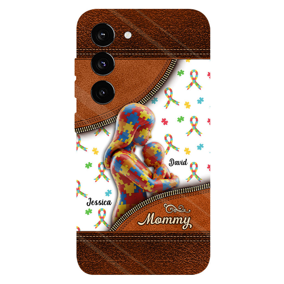 L'amour d'une mère - Coque de téléphone personnalisée avec impression intégrale pour la sensibilisation à l'autisme