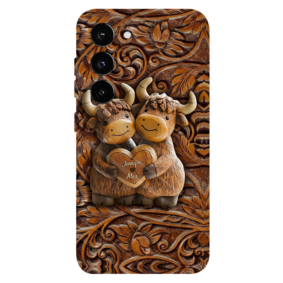 Cute Highland Cow Couple - Personalized Highland Cow Full Print Phone Case