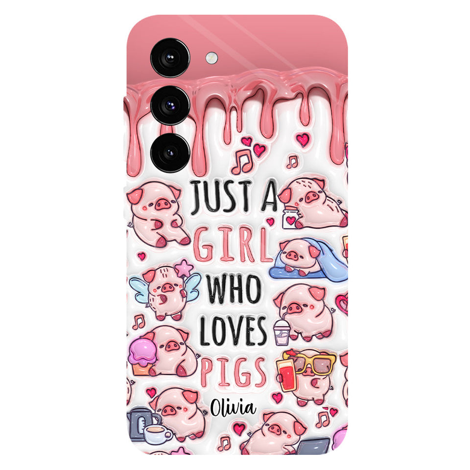 Just A Girl Who Loves Pigs - Personalized Pig Lover Full Print Phone Case