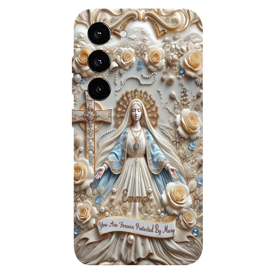 Tu es protégé(e) à jamais par Marie - Coque de téléphone personnalisée avec texte chrétien intégral