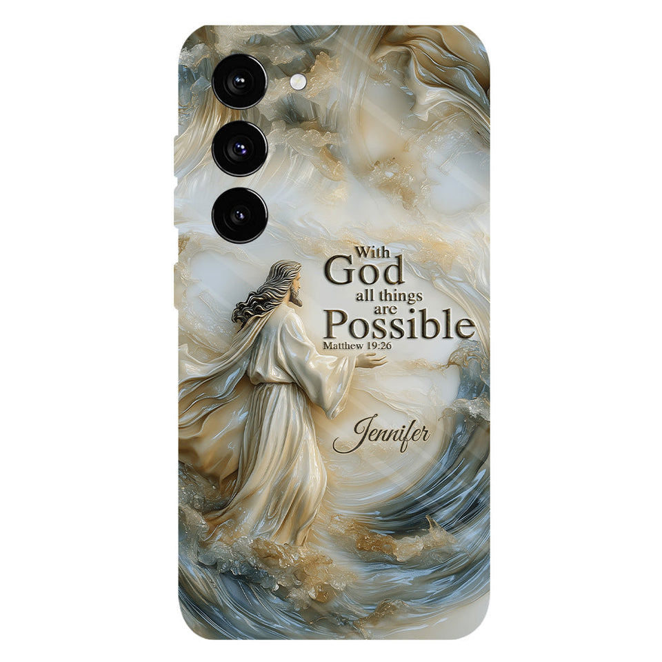 Avec Dieu - Coque de téléphone personnalisée avec impression chrétienne intégrale