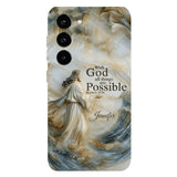Avec Dieu - Coque de téléphone personnalisée avec impression chrétienne intégrale
