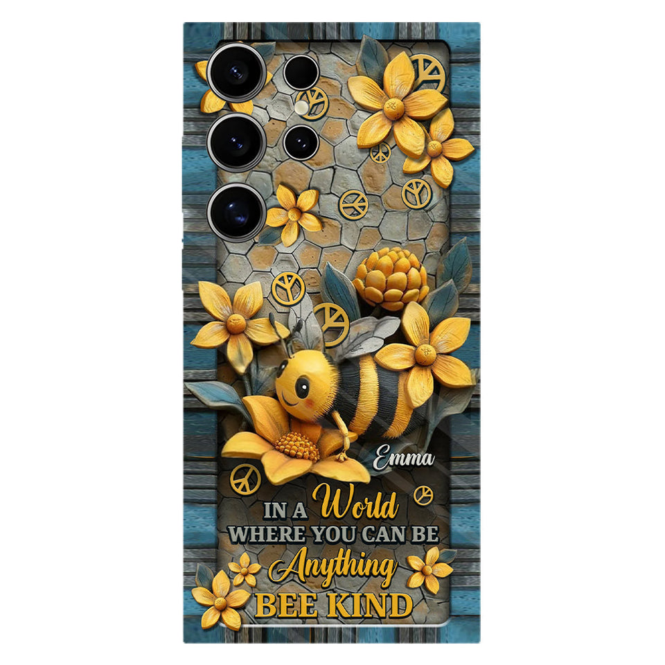 In A World Where You Can Be Anything Be Kind - Personalized Hippie Full Print Phone Case