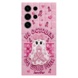 Coque de téléphone personnalisée avec un adorable fantôme et un message de sensibilisation au cancer du sein - Coque de téléphone imprimée intégralement pour la sensibilisation au cancer du sein