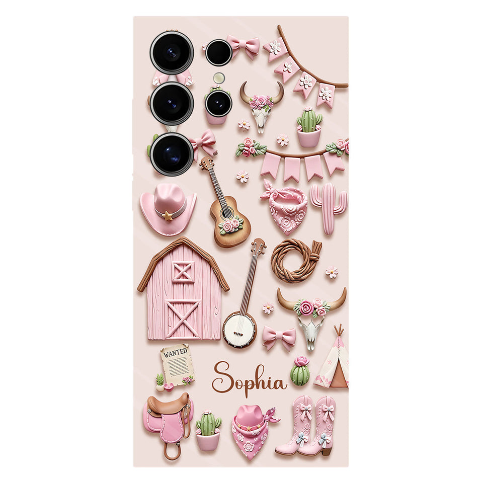 Pink Cowgirl - Personalized Cowgirl Full Print Phone Case