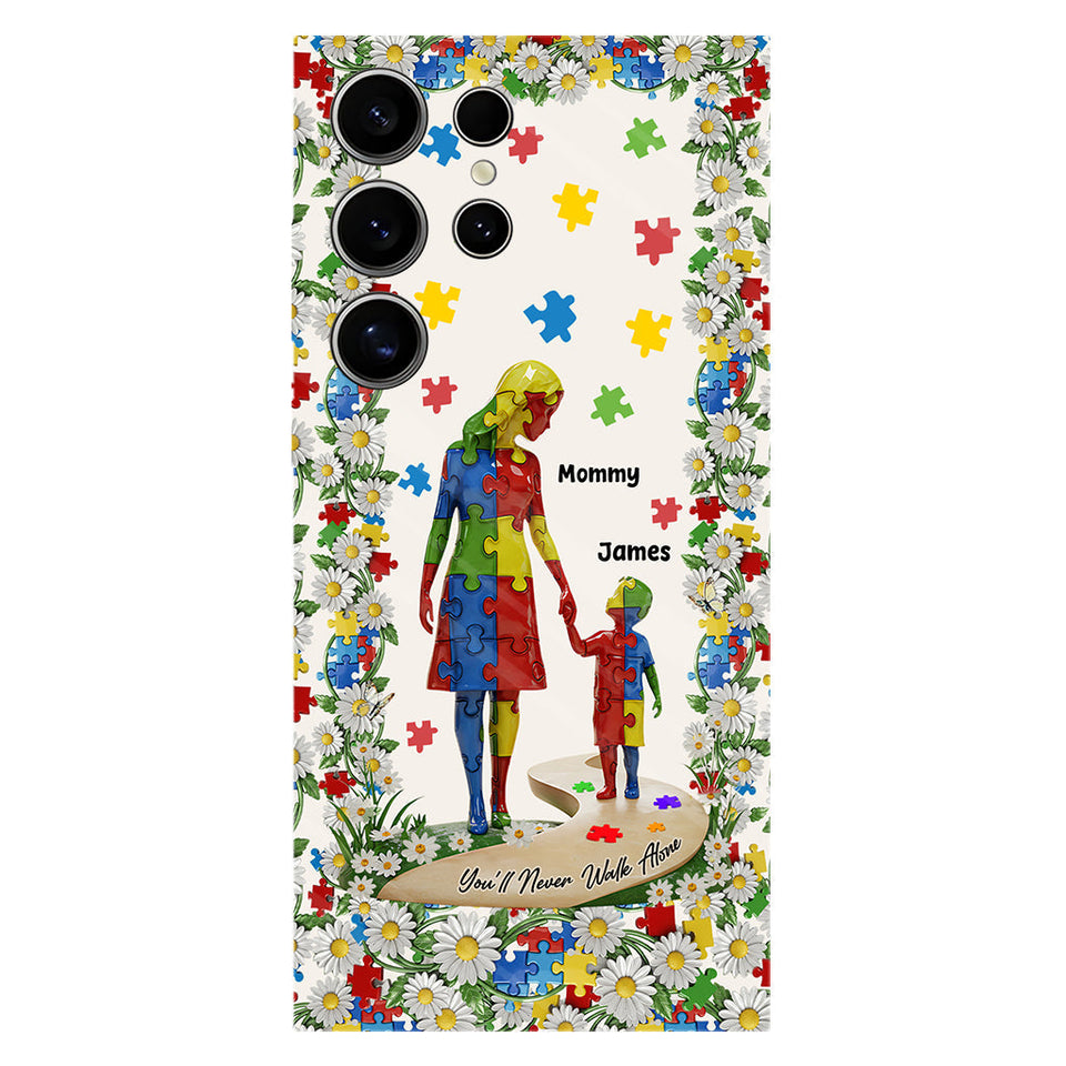 Tu ne marcheras jamais seul - Coque de téléphone personnalisée avec impression intégrale pour la sensibilisation à l'autisme
