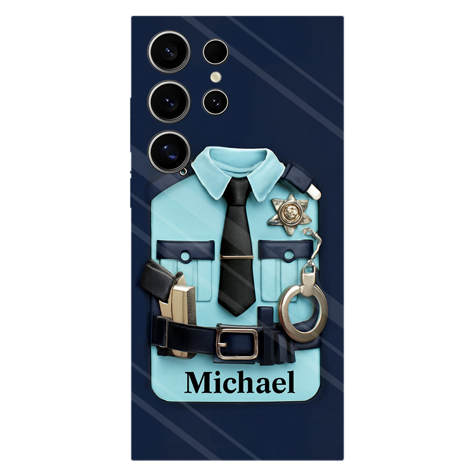 Officer, Police Uniform, Badge and Handcuffs - Personalized Police Officer Full Print Phone Case